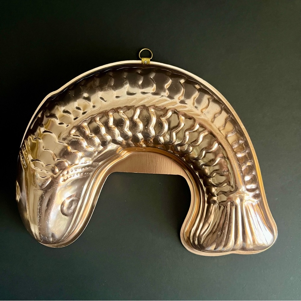 Vintage Copper Tone Jello Fish Mold Kitchen Wall Decor
